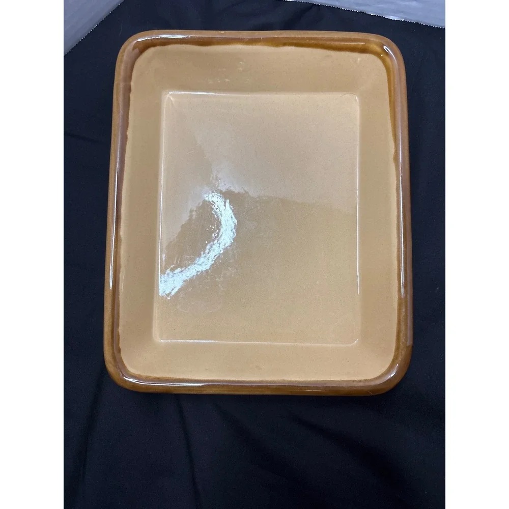 TG Green Granville England Ceramic Small Baking‎ Dish Tan Brown Edge Vintage